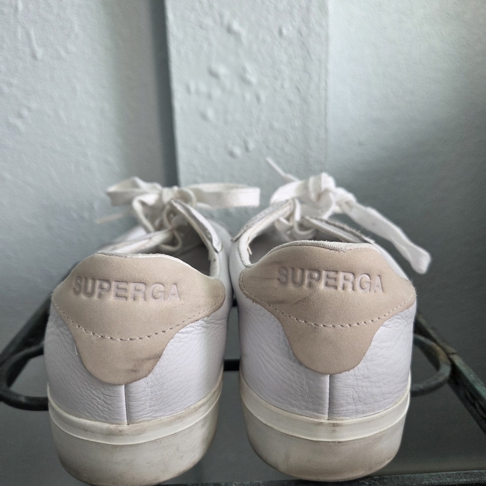 Superga White and Cream Women's Sneakers - Picture 3 of 4